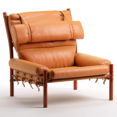 Scandi Modern Leather Lounge Chair 3D model image 1 