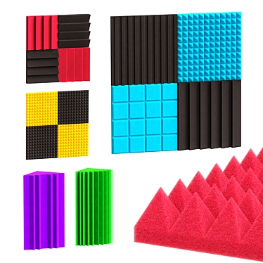 Acoustic Panels Kit - 6 Colors 3D model image 1 