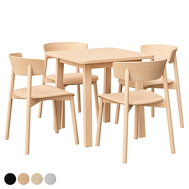 Scandinavian Birch Table & Chair 3D model image 1 