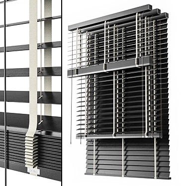 Natural Wood Blinds Set 09 3D model image 1 