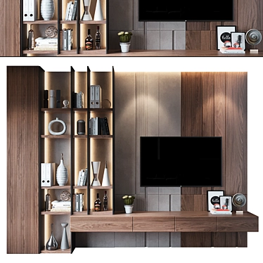 Sleek Modern TV Wall Unit 3D model image 1 