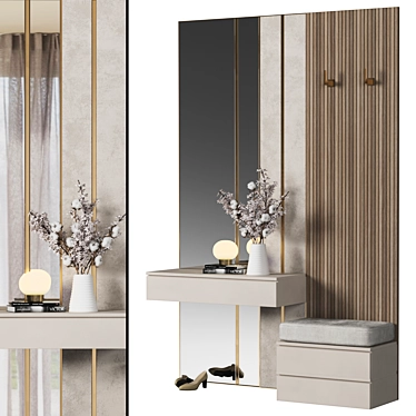 Modern Wood Hallway Furniture Display 3D model image 1 