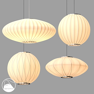 Modern Paper Pendant Lamps Set 3D model image 1 