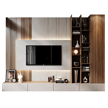 Modern TV Wall Decor Shelf 3D model image 1 