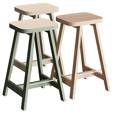 Oxford Green Beech Bar Stool 3D model image 1 