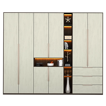 3-Door Open Wardrobe Set 3D model image 1 