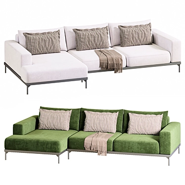 Modern Fabric Sectional Sofa: Tate 3D model image 1 