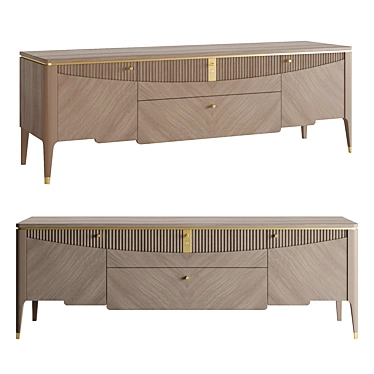 Italian Carpanese TV Cabinet Wood Metal 3D model image 1 