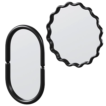 Modern Wavy & Oval Mirrors 3D model image 1 