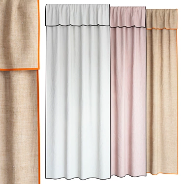 H&M Linen Curtains Set 3D model image 1 