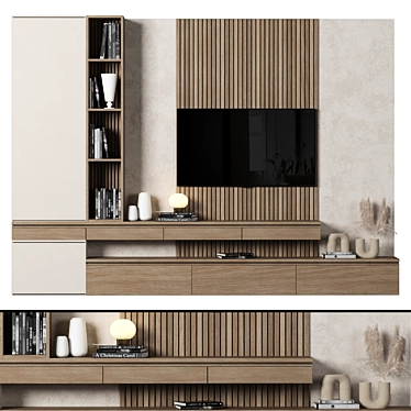 Elegant Modern TV Wall Design 3D model image 1 