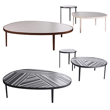 Elegant Metal and Stone Coffee Table 3D model image 1 