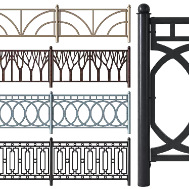 Pedestrian Fencing Set 1 3D model image 1 