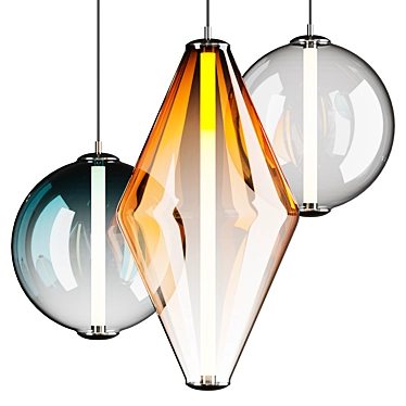 Sleek Glass Pendant Light 3D model image 1 