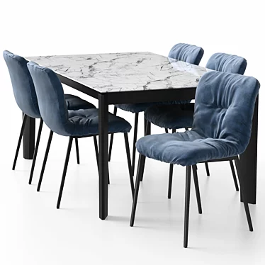 Customizable Modern Annie Chair & Alpha Table Set 3D model image 1 