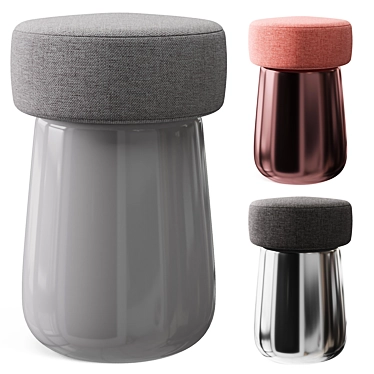 Modern Chubby Glass Stool Set 3D model image 1 