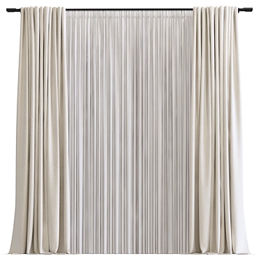 Retro Curtains: 3D Folded Style 3D model image 1 