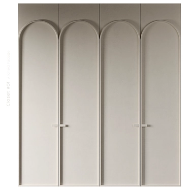 Arched Wardrobe with Dividers 3D model image 1 