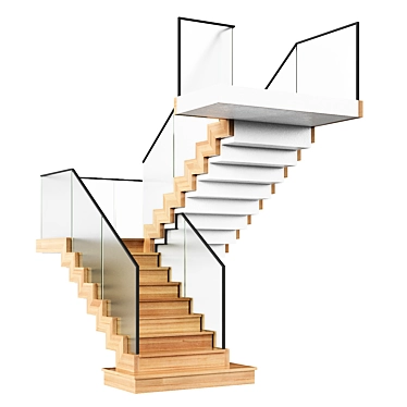 Contemporary Staircase Obj Export 3D model image 1 