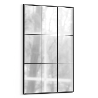 Sleek Black Metal Standing Mirror 3D model image 1 