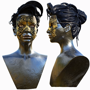 Masked Lady Statue: Multifunctional Decor 3D model image 1 