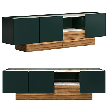 Modern Wooden Sideboard with Doors 3D model image 1 