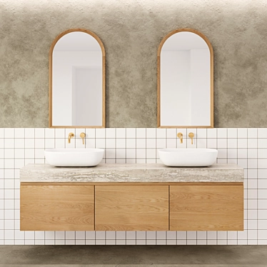 Japanese Minimalist Bathroom Furniture Set 3D model image 1 