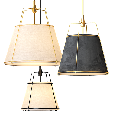 Textile Conical Pendant Light 3D model image 1 