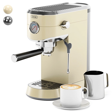 Compact Espresso Coffee Machine, Beige 3D model image 1 