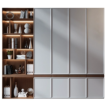 Contemporary Wooden Bookshelf GHS-2400 3D model image 1 