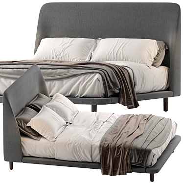 Layton Low Upholstered Bed Queen 3D model image 1 