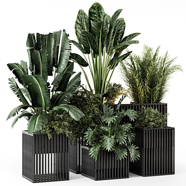 Metal Pots Outdoor Plants Set 3D model image 1 