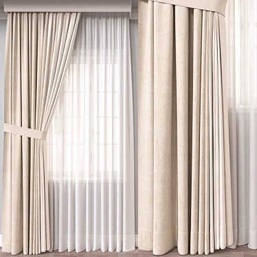 Modern 3D Curtain Model, 44604 Polygons 3D model image 1 