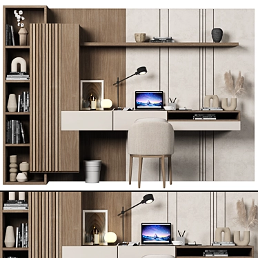 Sleek Modern Wood Office Furniture 3D model image 1 