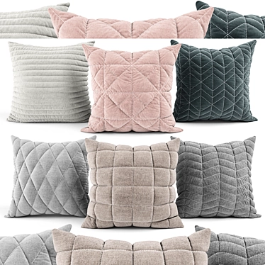 Elegant Decorative Pillows Set 3D model image 1 