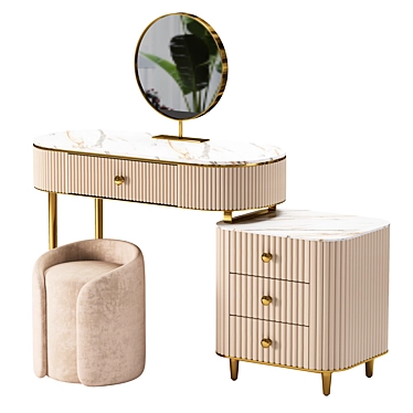 Champagne Faux Marble Top Makeup Vanity