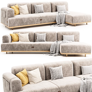 Modern Fabric Sofa With Chaise 3D model image 1 