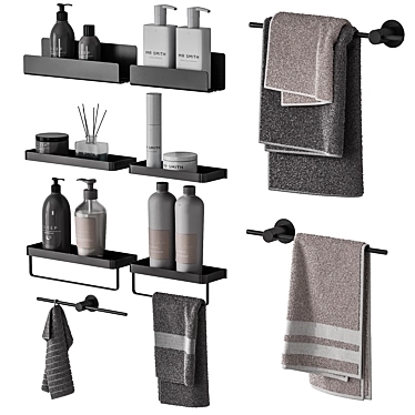 Bathroom Towels Set 3D Model 3D model image 1 