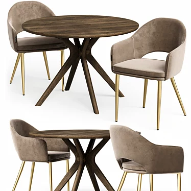 Customizable Color Chair and Table 3D model image 1 