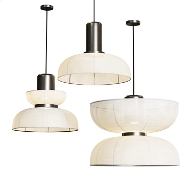 Zen Fabric Pendant Lights A 3D model image 1 