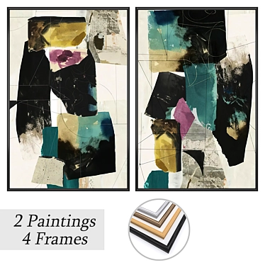 Modern Art Set with Frames 3D model image 1 