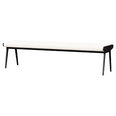 Elegant Ivory Velvet Bench 3D model image 1 