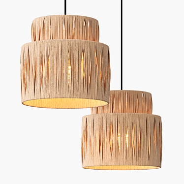 Rattan Palm Eastern Style Chandelier 3D model image 1 