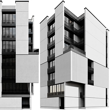 Modern Dual-Facade Residential/Commercial Building 3D model image 1 