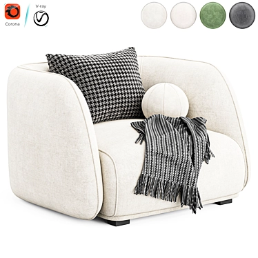 Troy Fabric Armchair: Modern Elegance 3D model image 1 