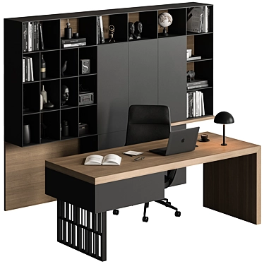 Executive Oak Desk - Modern Office 3D model image 1 