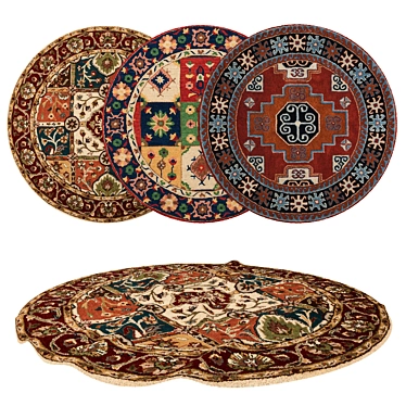 Round Rug Set With Variants 3D model image 1 