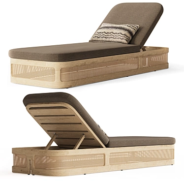 Restoration Hardware Teak Chaise Lounge 3D model image 1 