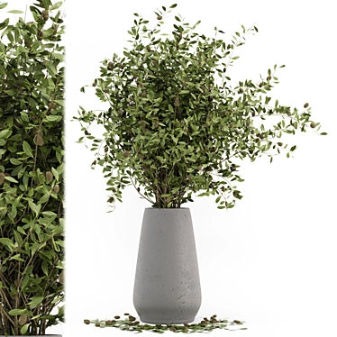 Handmade Gray Pot Bouquet Plants. 3D model image 1 