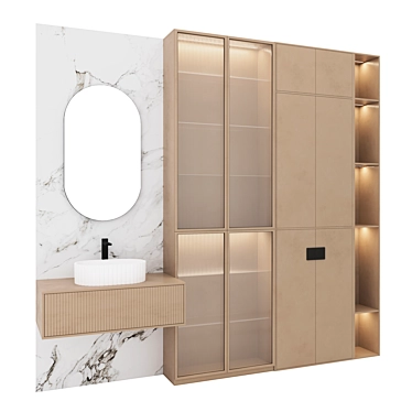 Bathroom Vanity Set with Mirror 3D model image 1 